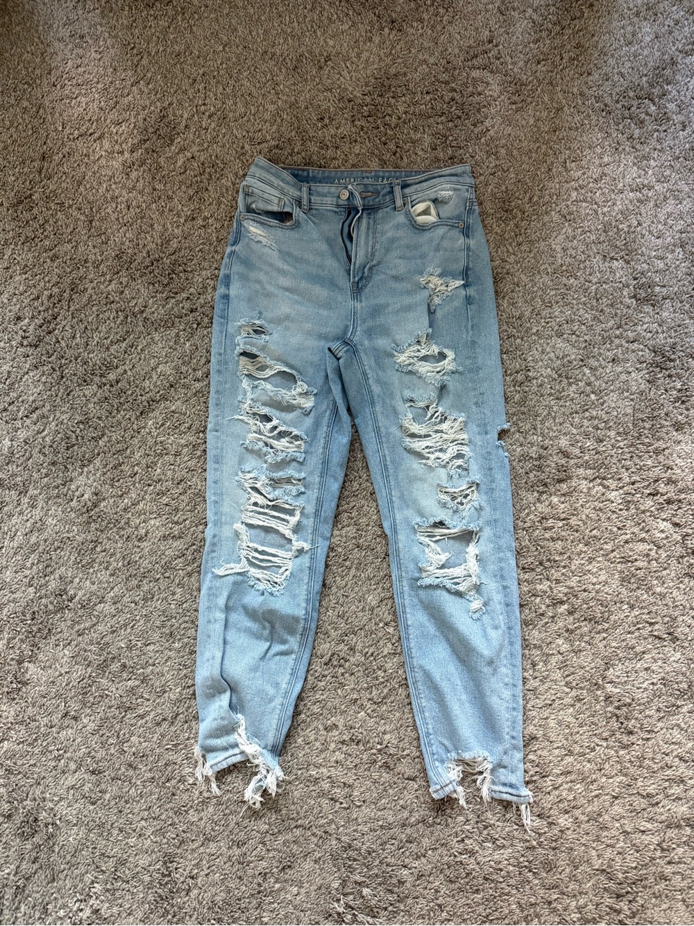American Eagle Outfitters Light Blue High-Rise Distressed Jeans